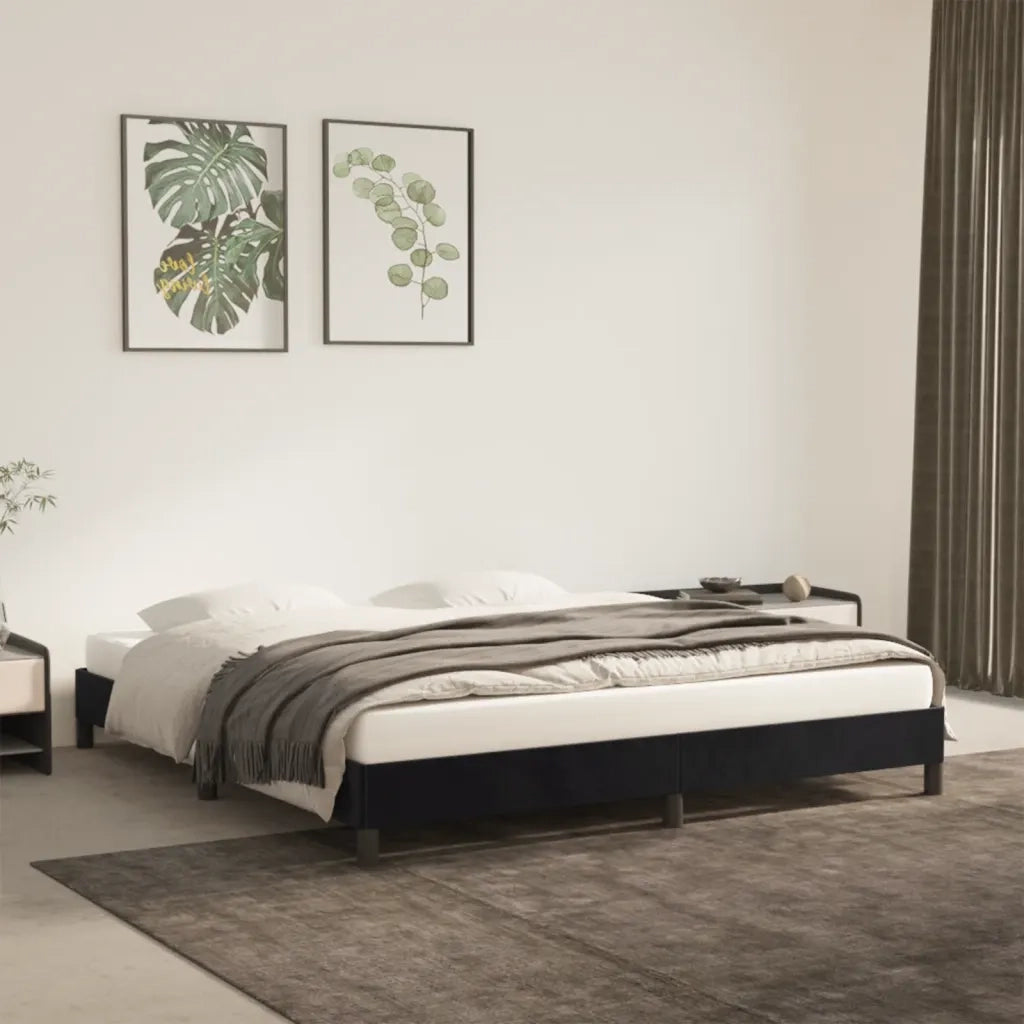 Letto matrimoniale | Letto per adulti | Giroletto senza Materasso Nero 180x200 cm in Velluto