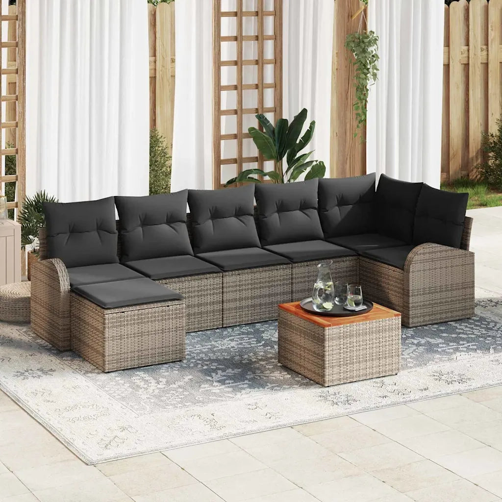 Set Divano da Giardino con cuscino 8 pcs Grigio polyrattan 3347608