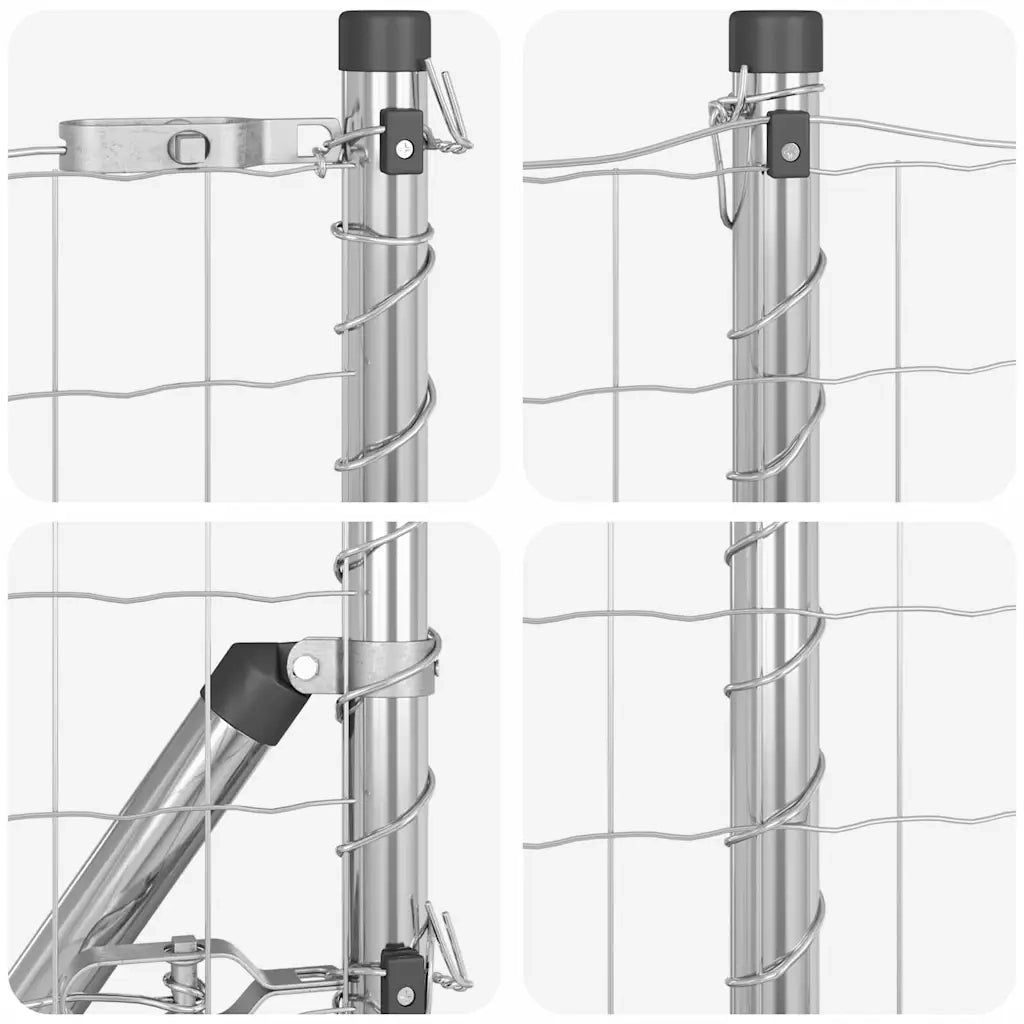 Recinzione da Giardino | Recinzione con Posto Argento 0,4 x 25 m Acciaio e PVC