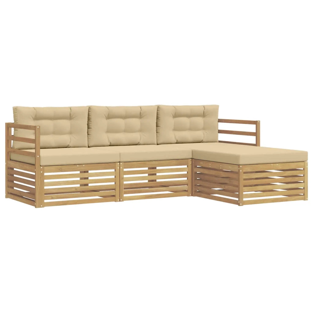 Set di divani da esterno 4 pz Bianco e Beige Poliestere 3390268