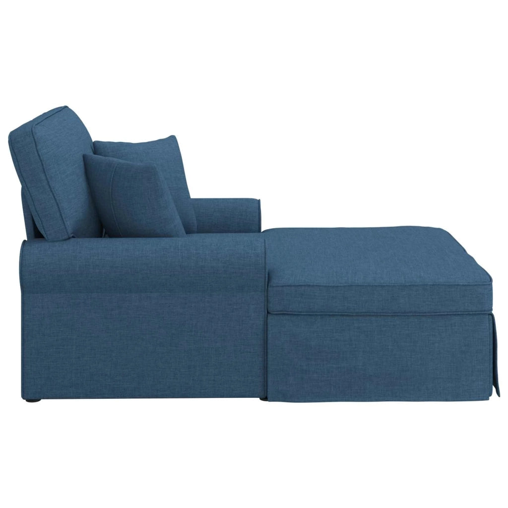 Chaise Longe con Gonna con cuscino 3 pcs Blu Tessuto