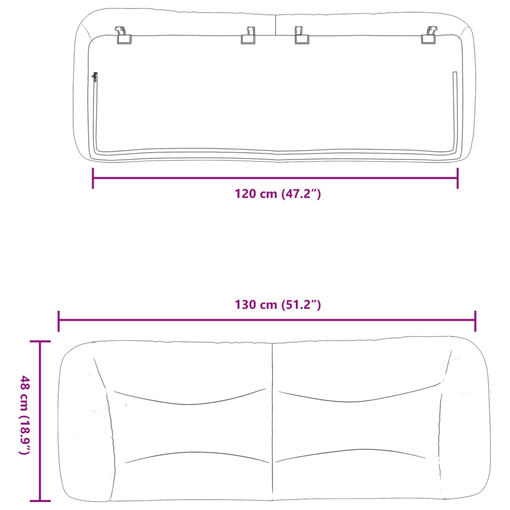 Cuscino Testiera Hvar Marrone Scuro 120 cm in Tessuto 374564