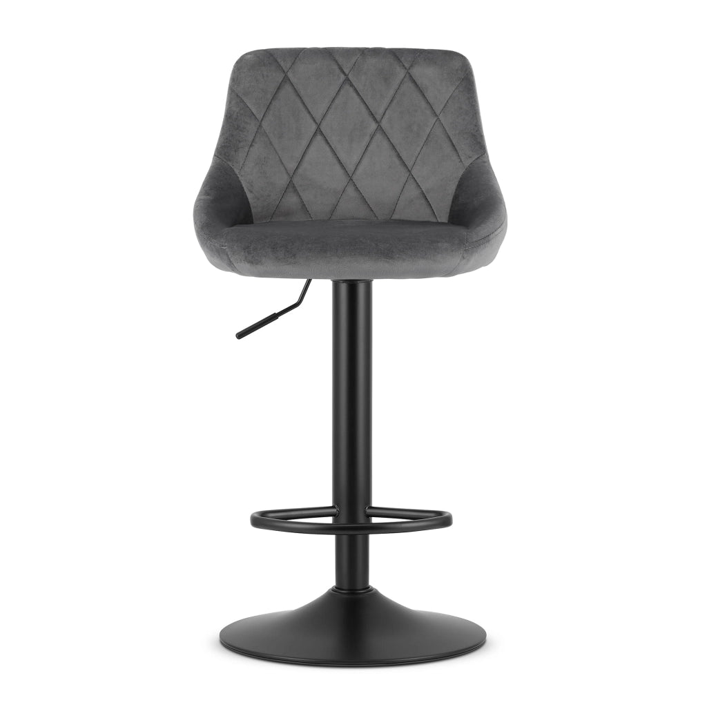 Sgabello girevole Valora DAKA in velluto grigio con base nera