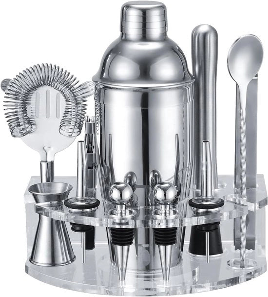 Set di shaker da cocktail - accessori da bar 12 pezzi - essenziali per la casa - Argento
