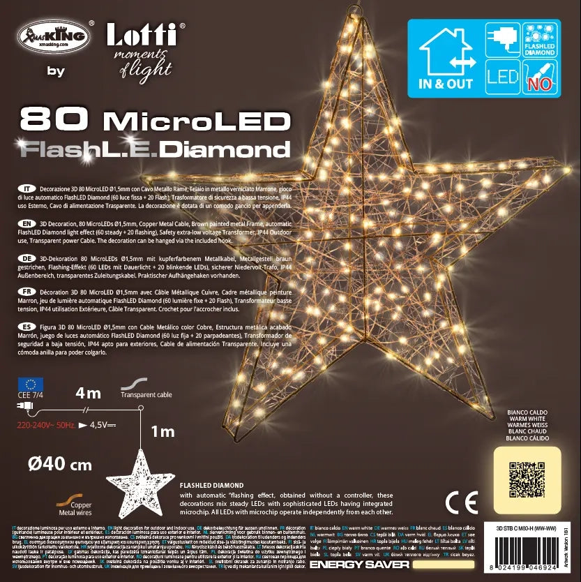 Stella 3D Copper 40 cm 80 MicroLED B Caldo FlashLED IP44
