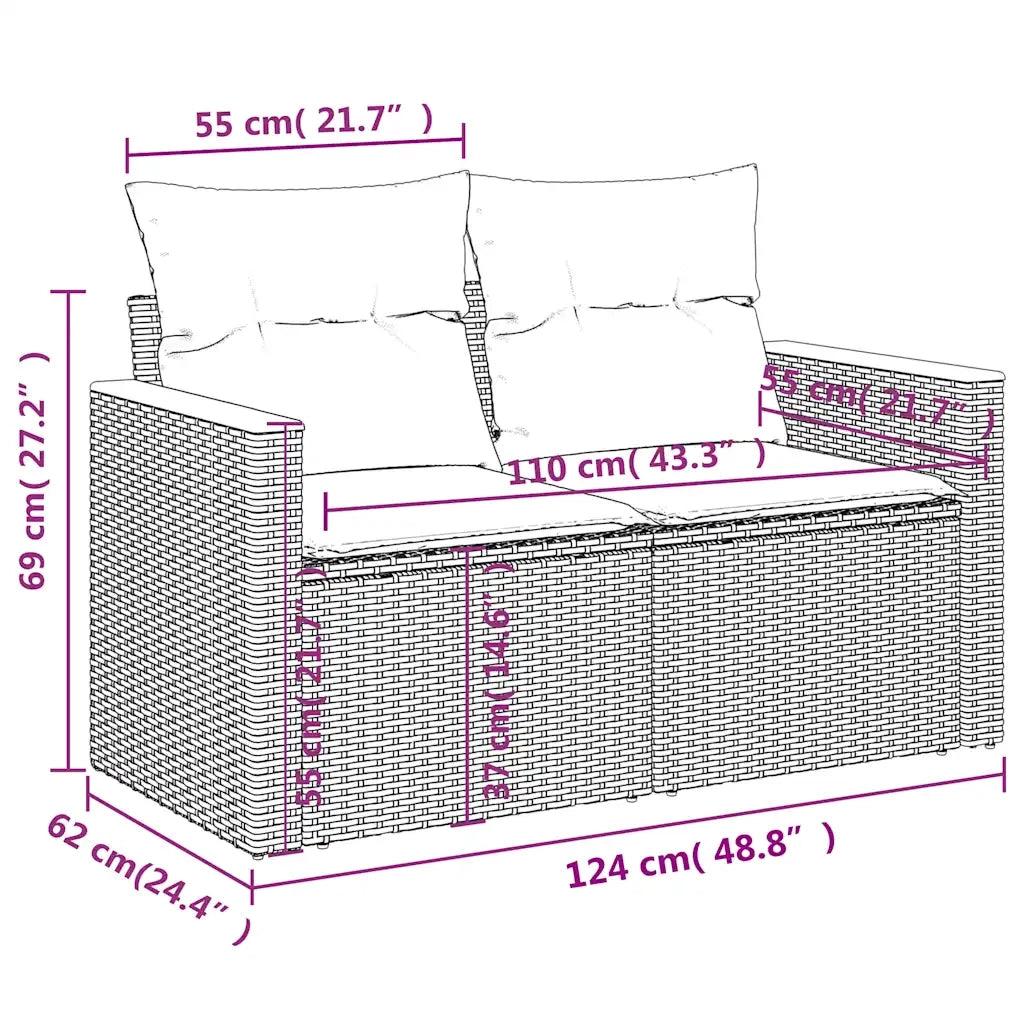 Set Divani da Giardino 10 pz con Cuscini Nero in Polyrattan 3227191