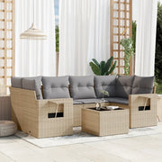 Set Divani da Giardino 7 pz con Cuscini Beige in Polyrattan 3219918