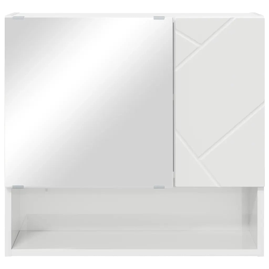 Mobiletto per specchio con porta Bianco Lucido 59 x 17 x 55 cm 883368