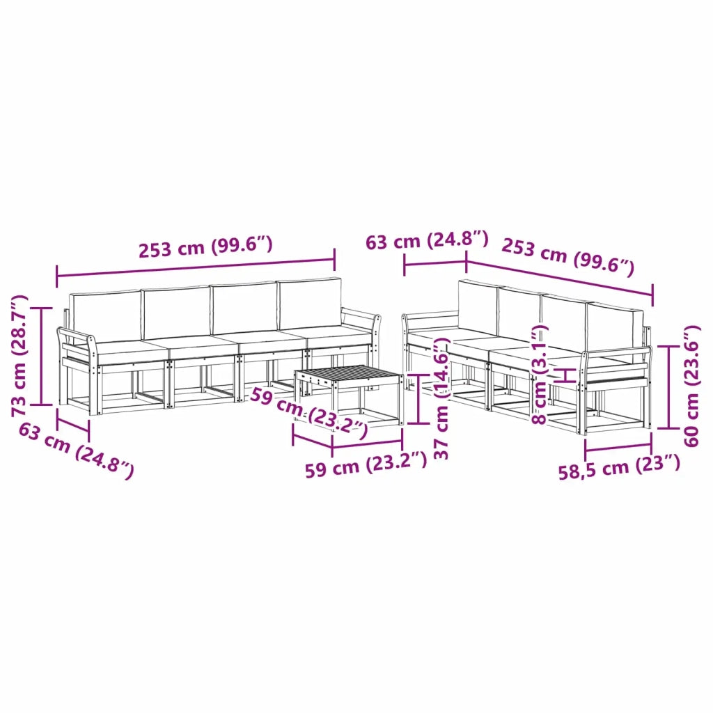 Set di divani da esterno con cuscino 9 pcs Bianco e Beige 3387422