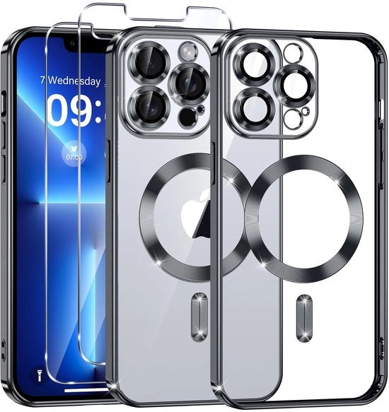 Protezione magnetica per iPhone 13 Pro Max con 2 pezzi di vetro resistente alla graffia
