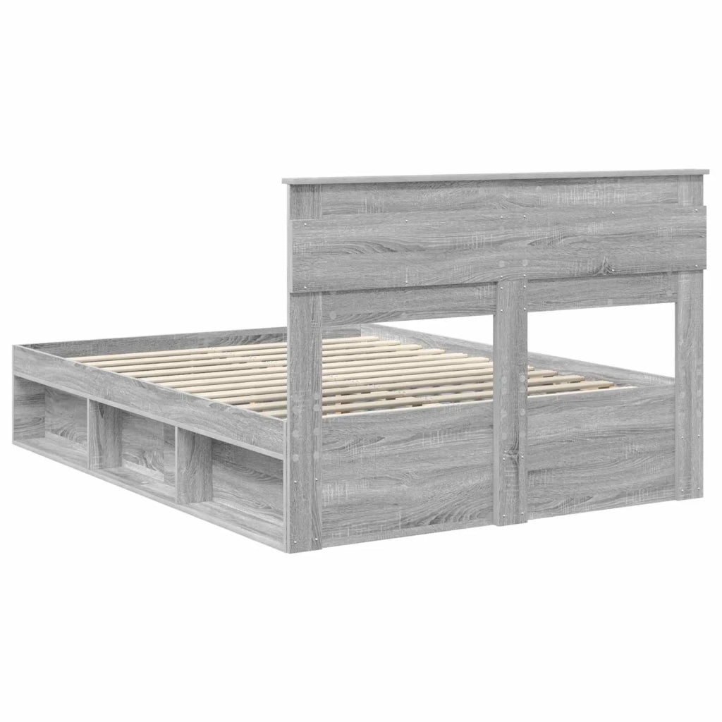 Letto matrimoniale | Letto per adulti | Struttura del letto Grigio Sonoma 140 x 200 cm Pino massello