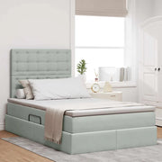 Letto con contenitore e LED Grigio chiaro 120 x 190 cm Velluto