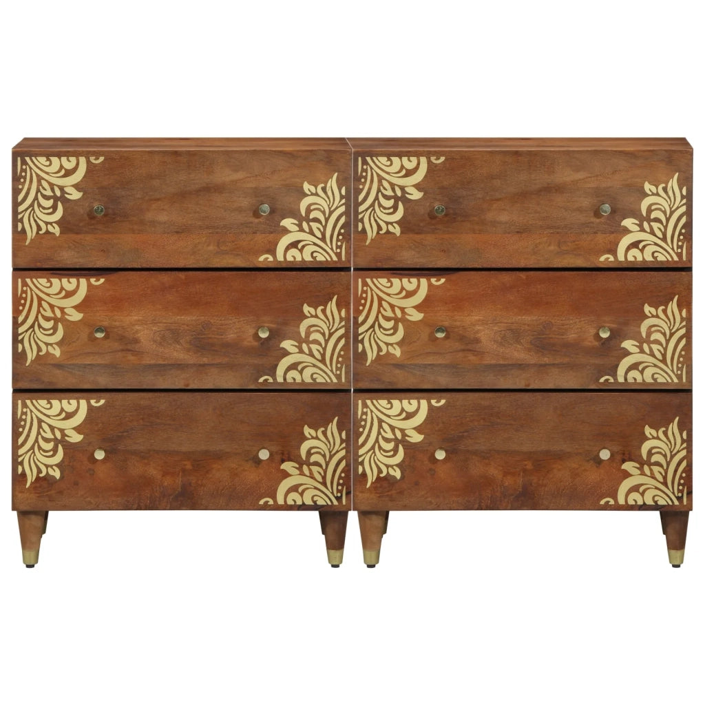 Credenza con cassetto 2 pcs marrone ambrato 60 x 33 x 75 cm 3310145