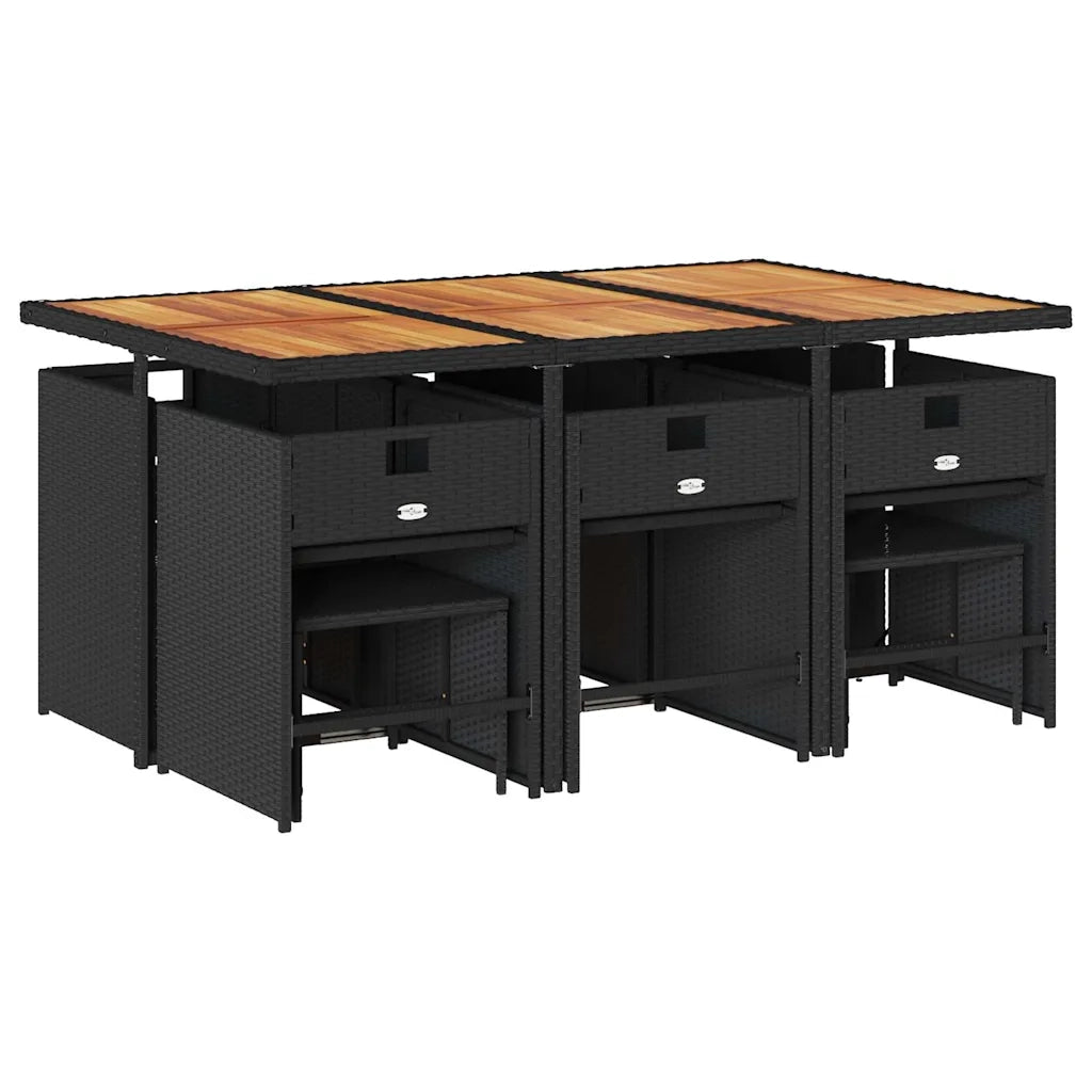 Set da Pranzo da Giardino 11 pz con Cuscini in Polyrattan Nero 3211155