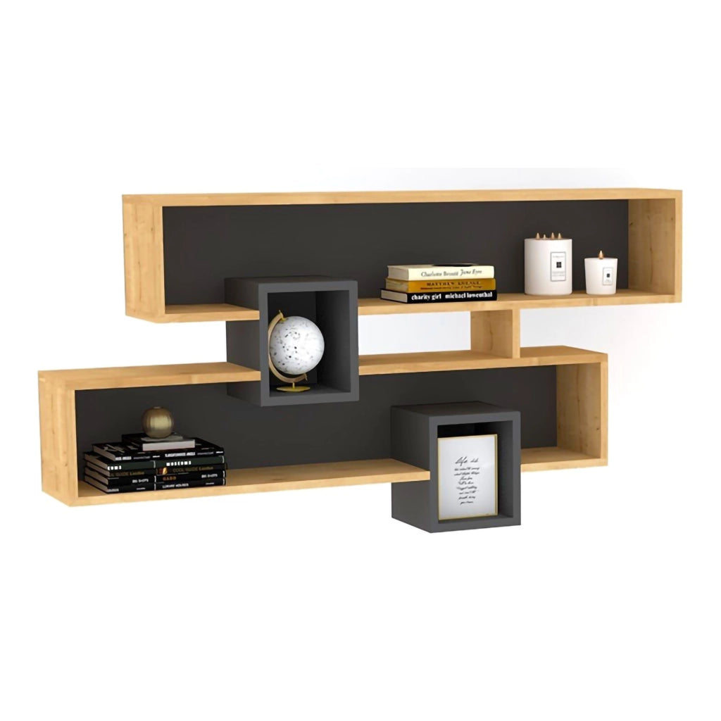 Zerfaliu, Mensola 4 Ripiani, 120x22x72h cm Marrone Rovere