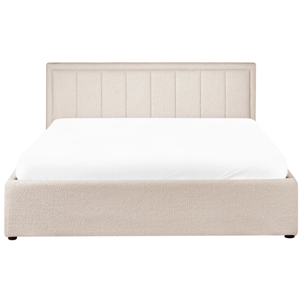 Letto Ottomano Tortora Beige 160x200 cm Struttura imbottita con Testiera