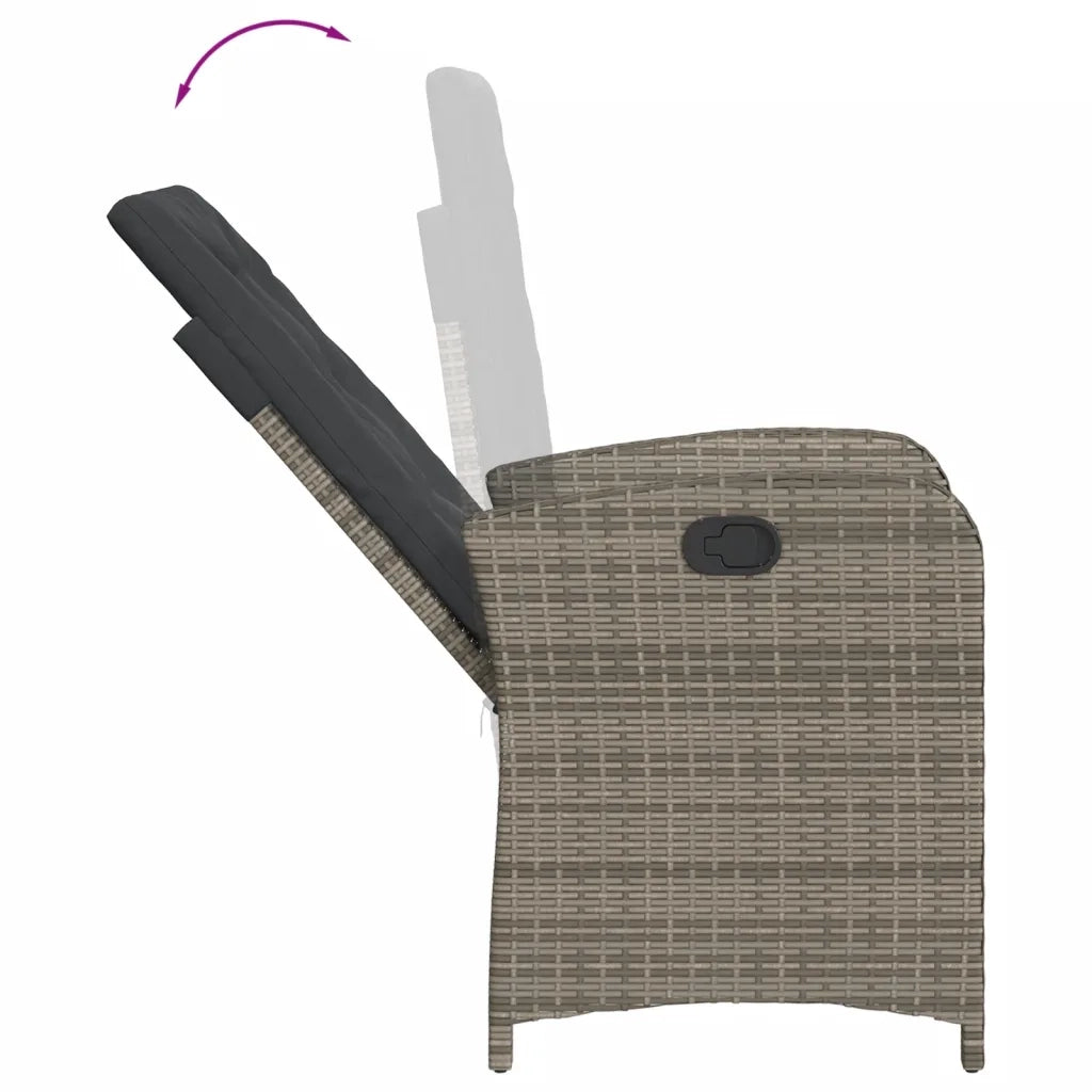 Set da Bistrò 3 pz con Cuscini Grigio in Polyrattan 365179