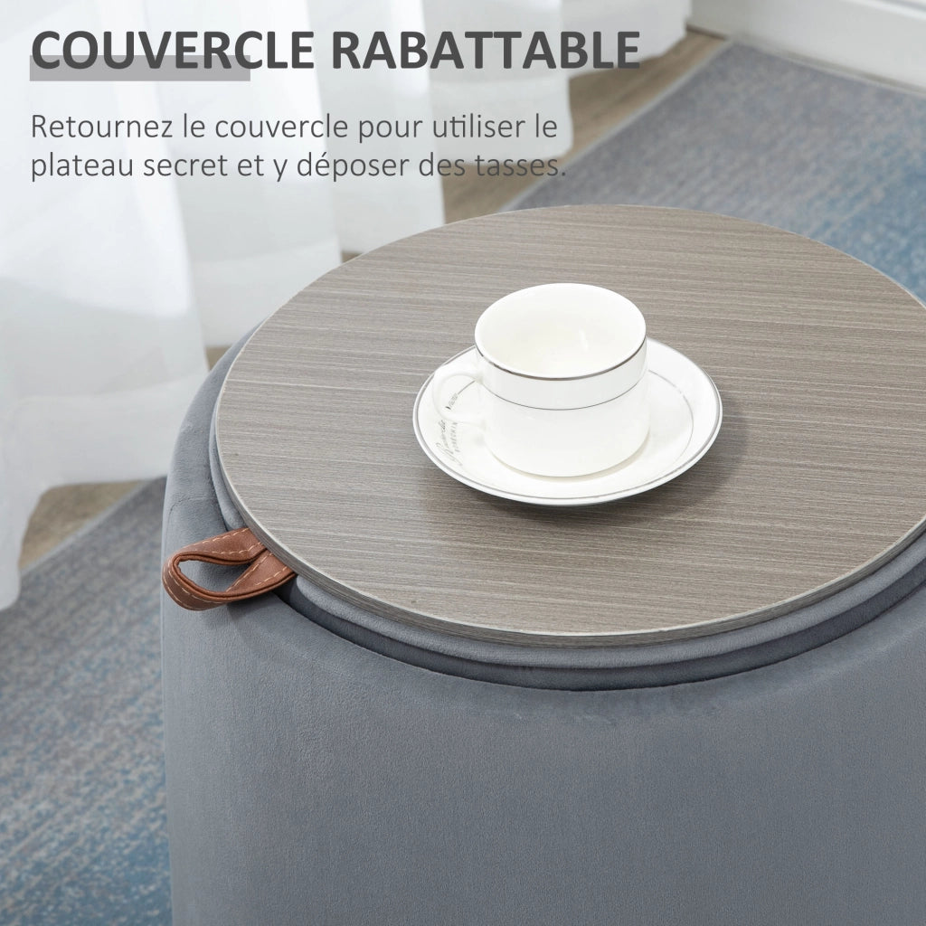 Pouf ¨C Minimal ¨C Grigio, Velluto, ?44x47.5cm