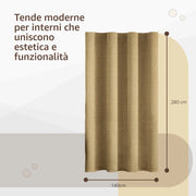 Tende per Interni Camera da Letto e Soggiorno Con Anelli - 140x280cm - 2 Pezzi Colore: FANGO