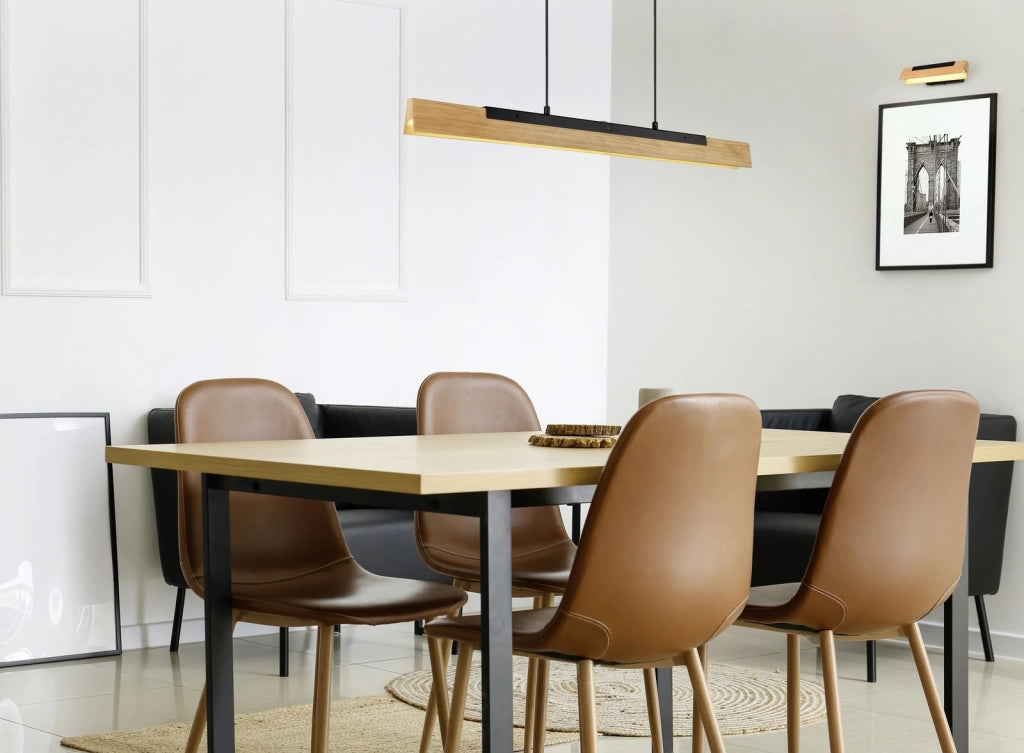 Lampada a sospensione LED Kerala nera legno 90cm Trio