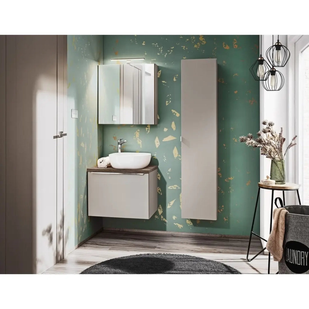 Set da bagno VANTA taupe: mobile sottolavabo 60cm + piano lavabo