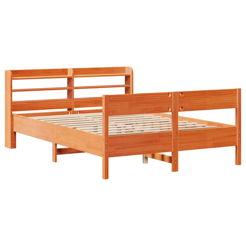 Letto senza Materasso Marrone Cera 135x190 cm in Legno di Pino