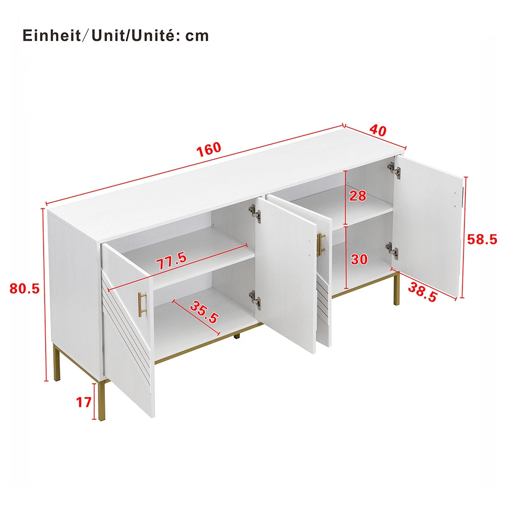 Buffet - Xylo - 4porte MDF bianco/oro regolabile