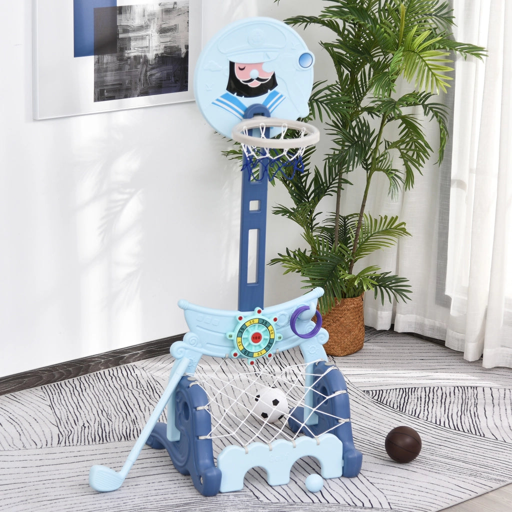 Cestino da Basket con Supporto e Altalena ¨C Minimal ¨C 58x56x154 cm Blu