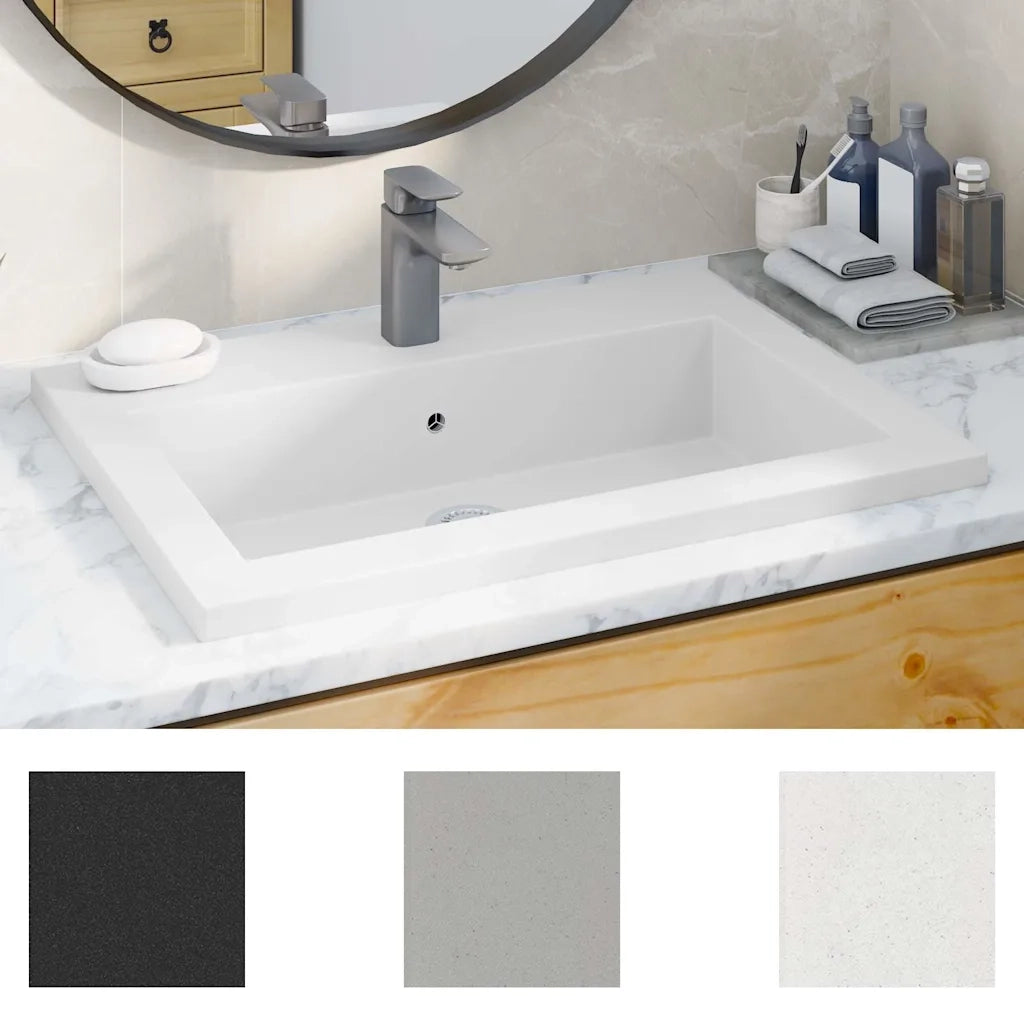 Lavandino in Granito 600x450x120 mm Bianco 142964