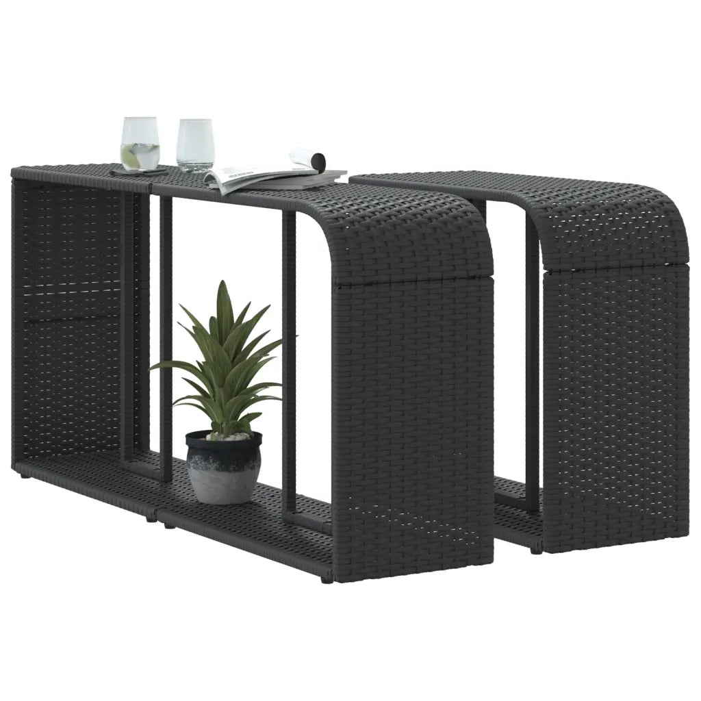 Scaffali portaoggetti 2 pz neri in polyrattan 365981
