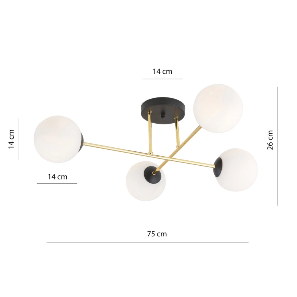 Plafoniera Emibig MAGNUM 4xE14 oro, diffusori bianchi