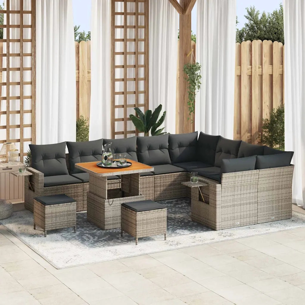 Set Divano da Giardino con cuscino 12 pcs Grigio polyrattan 3363733