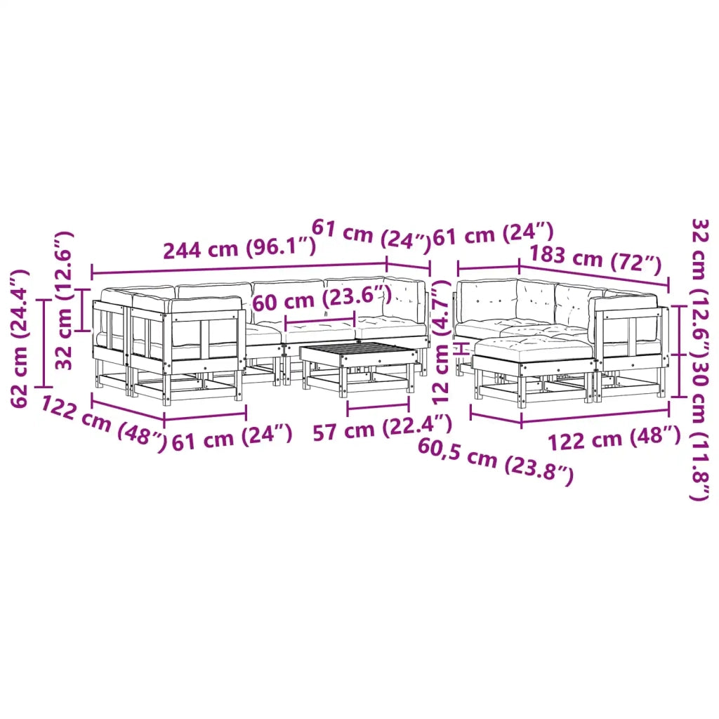 Set Lounge da Giardino 33 pcs Marrone Cerato 3418093