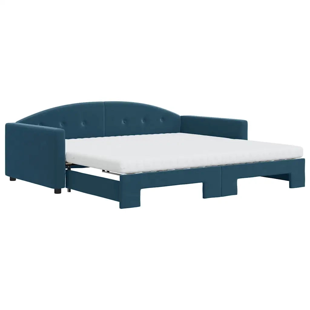 Divano Letto Estraibile con Materassi Blu 100x200 cm Velluto 3197331