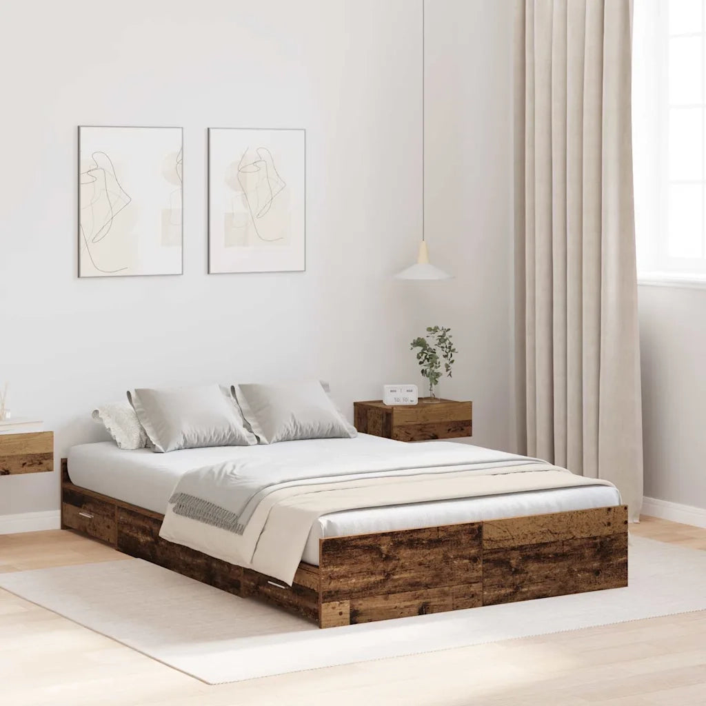 Struttura letto con contenitore-Giroletto con contenitore Legno vecchio 120 x 190 cm 981364