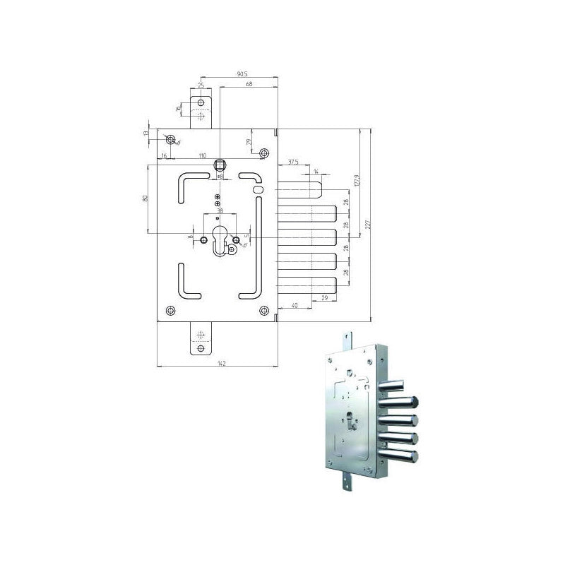 Serratura Sic.Triplice Cil. 2655G-02+36 Cr