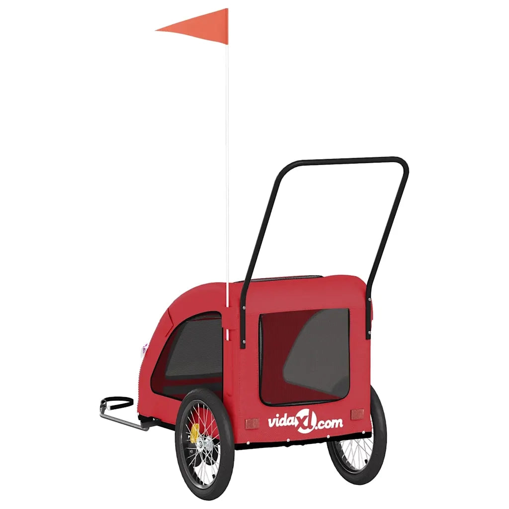 Rimorchio da Bici per Animali Rosso Oxford e Ferro 93985