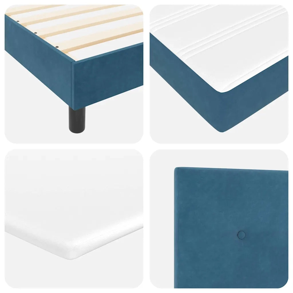 Letto a molle con materasso Blu Scuro 90 x 200 cm Velluto 3339150