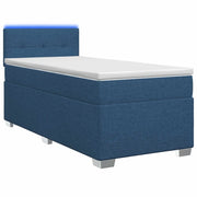 Letto con Box Spring, Materasso e LED Blu 100 x 200 cm Tessuto 3451881