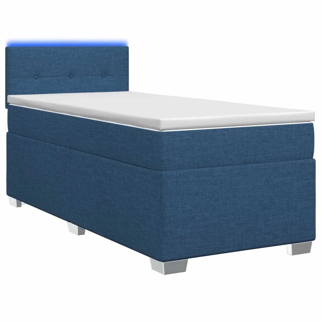 Letto con Box Spring, Materasso e LED Blu 100 x 200 cm Tessuto 3451881