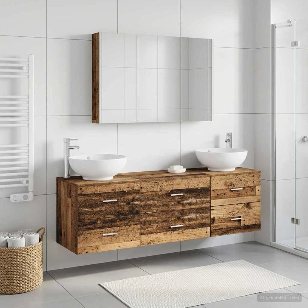 Set di mobili per il bagno 4 pz Legno antico 3406949