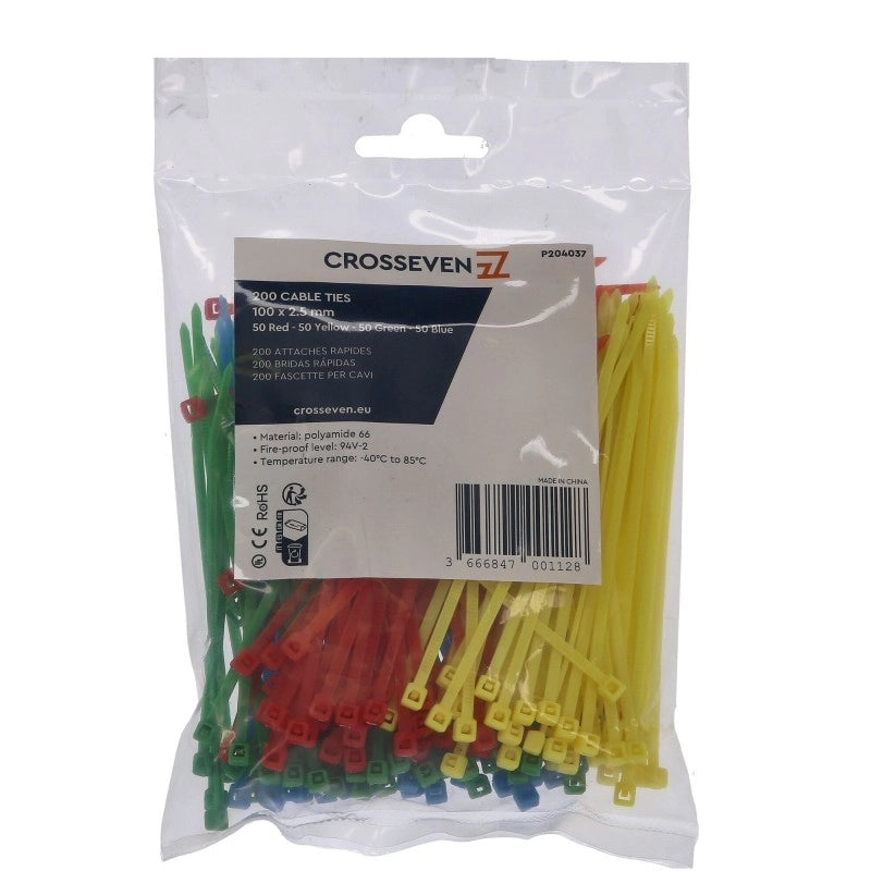 200 FASCETTE COLORATE MM100X2,5 CABLE TIE MM 100X2,5 MM