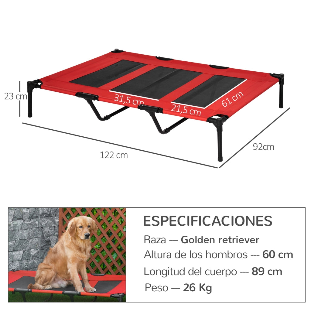 Lettino rialzato per cani e gatti ¨C Xylo ¨C 122x92x23 cm rosso