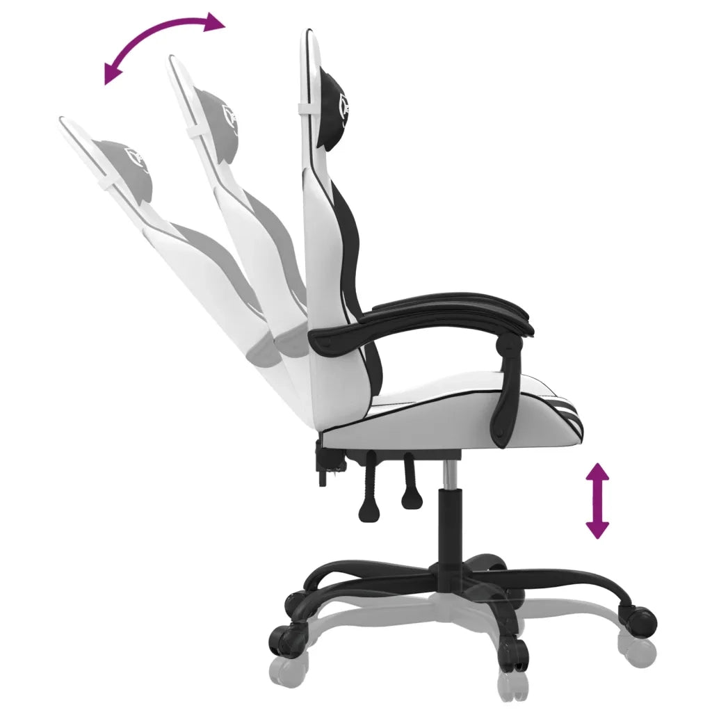 Sedia da Gaming Girevole Bianco e Nero in Similpelle 349601