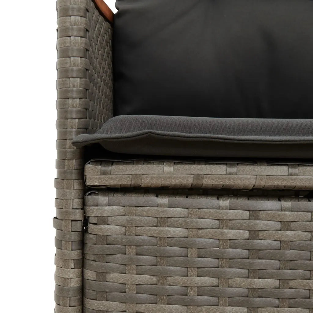 Set da Pranzo da Giardino 7 pz con Cuscini in Polyrattan Grigio