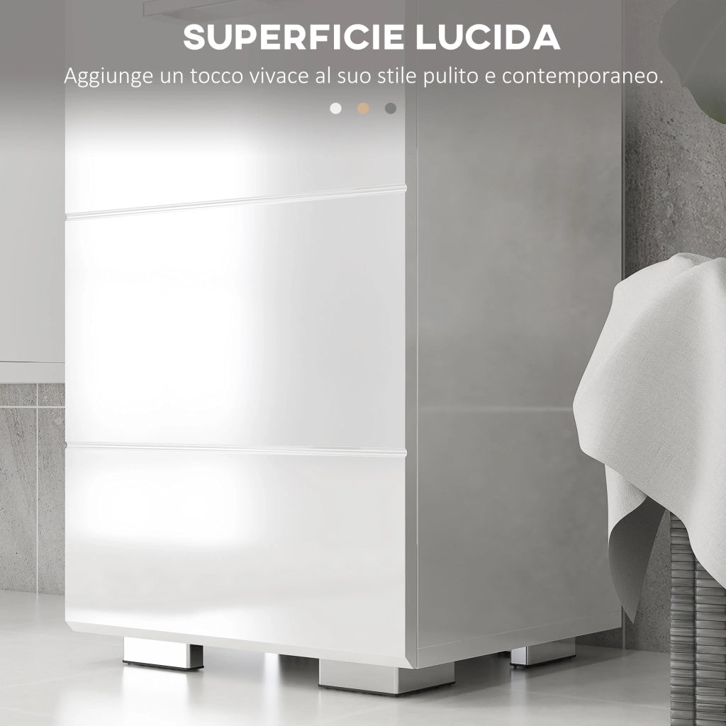 Colonna Bagno con Cassetto e Ripiani ¨C Xylo ¨C MDF Bianco 37x32.5x170 cm