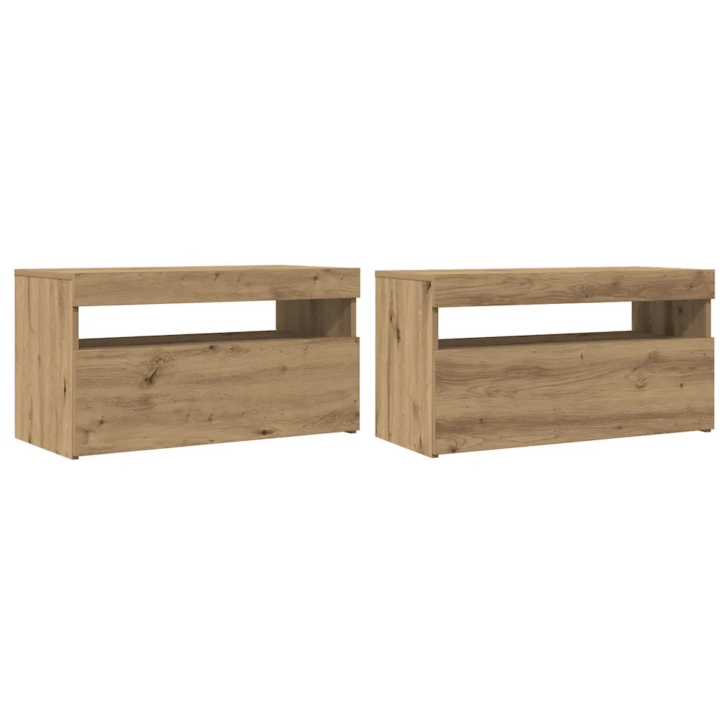 Mobili Porta TV con LED 2 pz | Armadietto TV | Mobile Porta TV Artigianale in Legno Multistrato