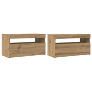 Mobili Porta TV con LED 2 pz | Armadietto TV | Mobile Porta TV Artigianale in Legno Multistrato