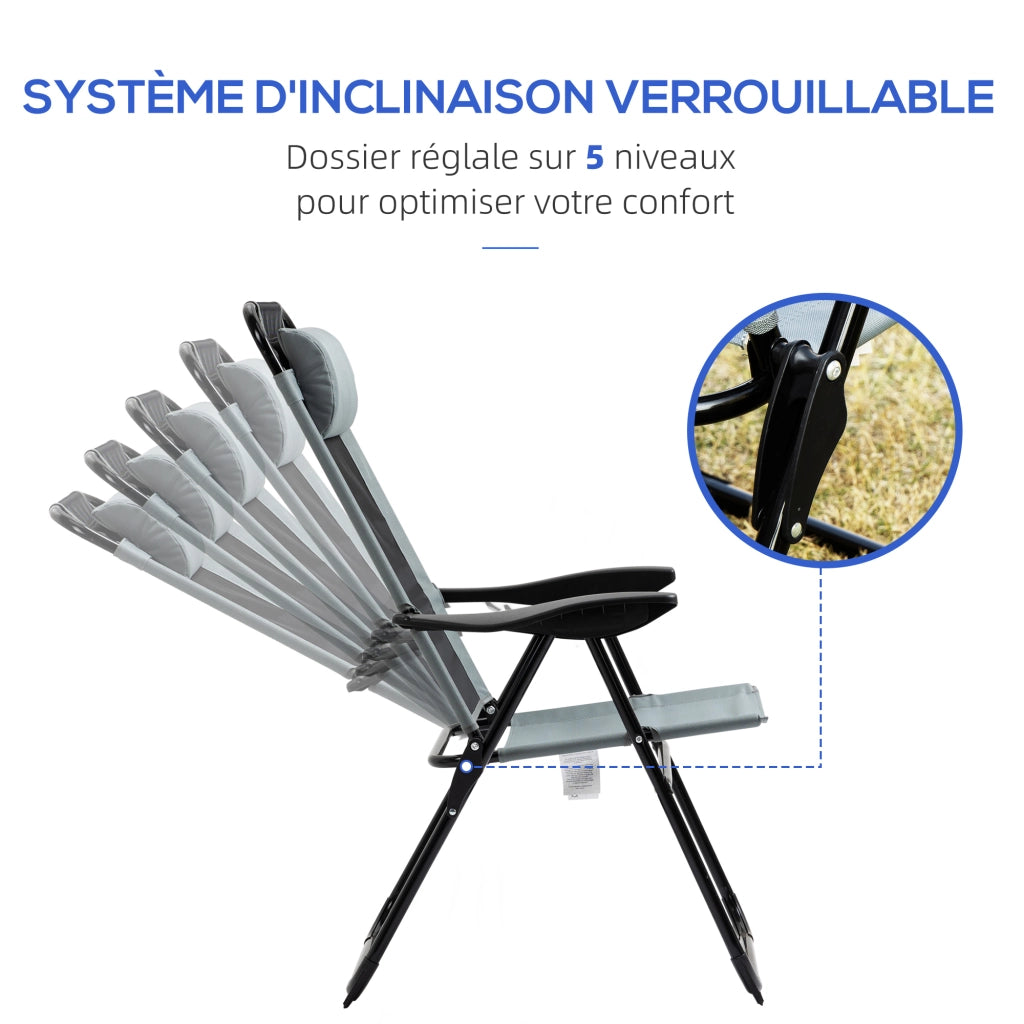 Sedia da giardino pieghevole con braccioli e schienale regolabile ¨C Minimal ¨C Grigio