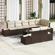 Set Divano da Giardino 9 pcs Marrone e Crema polyrattan 3347118